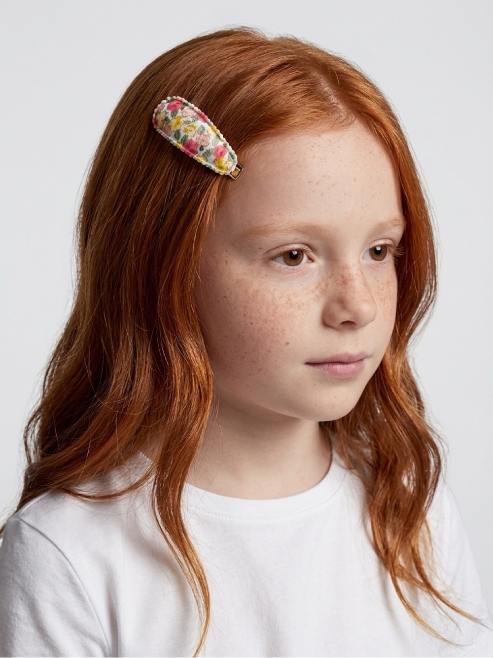 Handmade Floral Linen Snap Hair Clips Set | Vintage Toddler Girl Barrettes